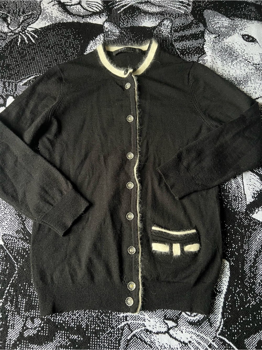 Marc Jacobs Black Cardigan with Cream Trim